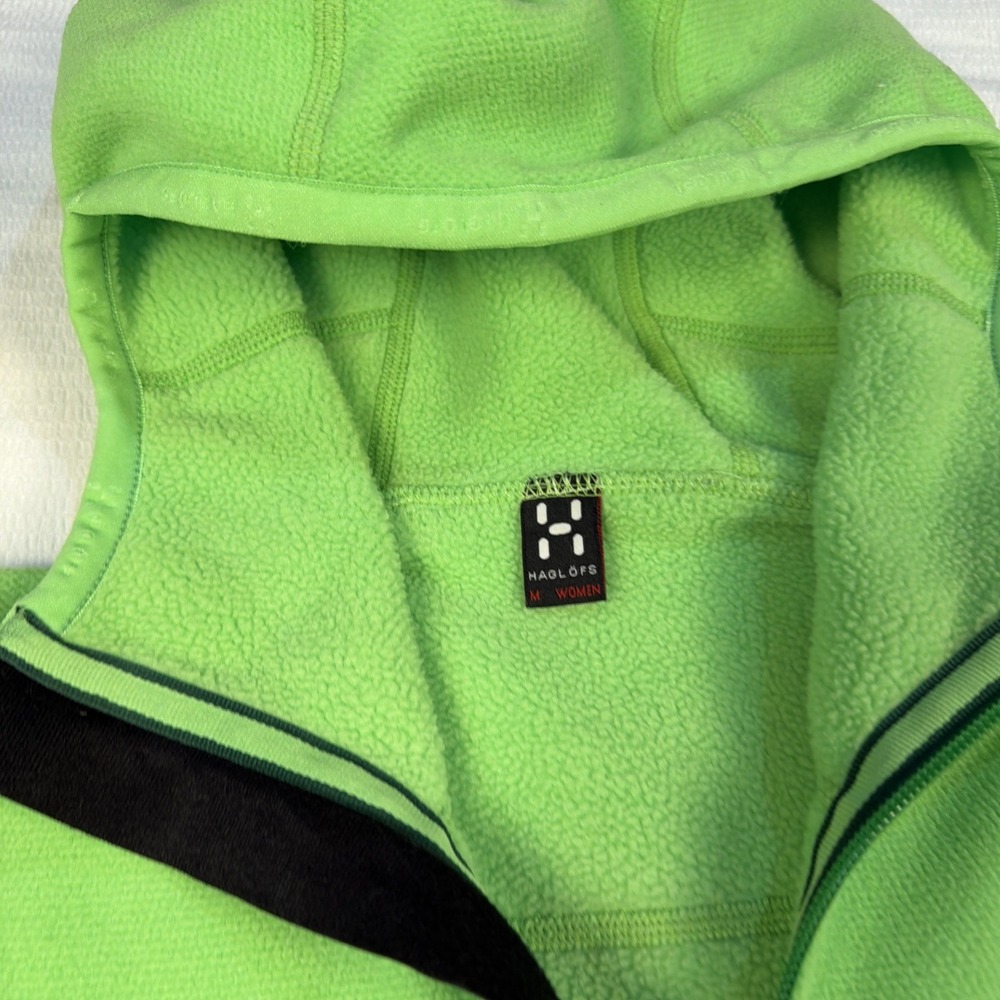 Haglofs Polartec Fleece Hooded Jacket Green Betula Women's Size Medium Zip Up - Picture 2 of 8